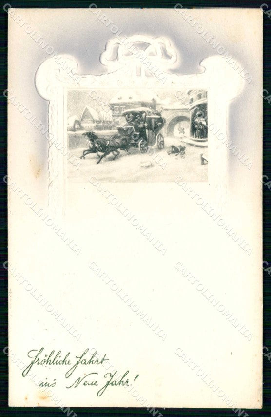 Artist Signed Viennoise Horse Winter Landscape Christmas serie 5146 cp KF7170 – fronte
