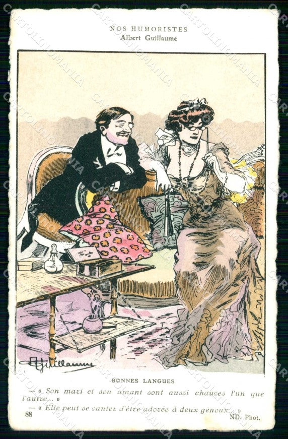 Artist Signed A. Guillaume Lady Fashion serie Nos Humoristes 88 cartolina KF7245 – fronte