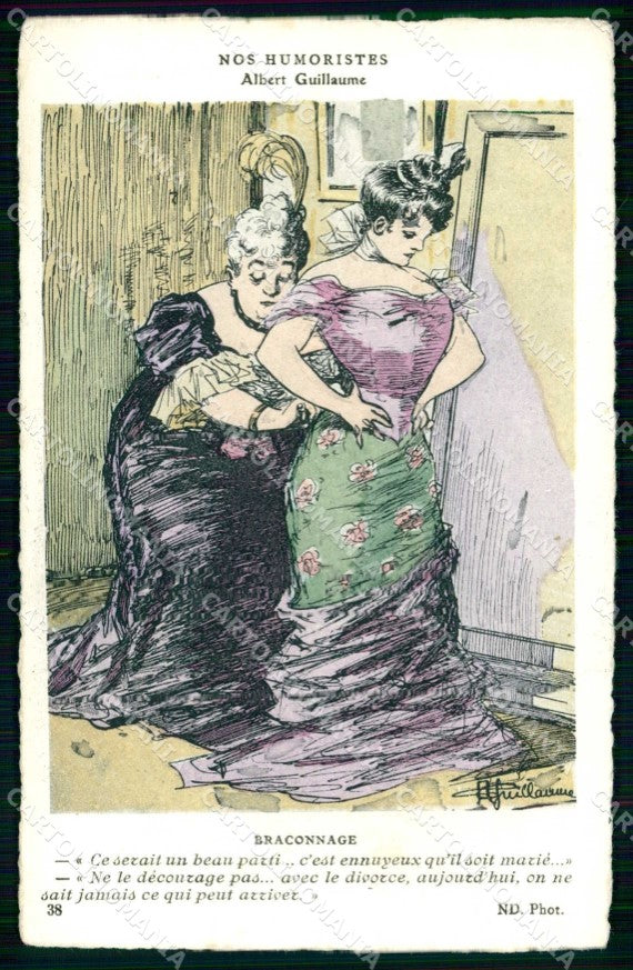 Artist Signed A. Guillaume Lady Fashion serie Nos Humoristes 38 cartolina KF7246 – fronte