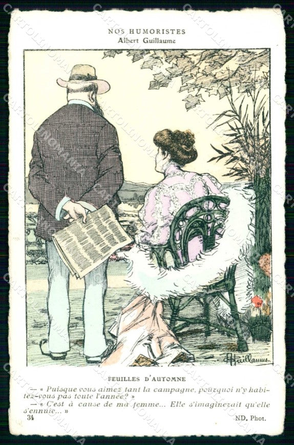 Artist Signed A. Guillaume Lady Fashion serie Nos Humoristes 34 cartolina KF7248 – fronte