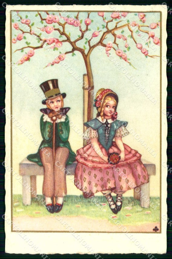 Artist Signed L. Dalmonte Romantic Couple Lady Fashion 511 cartolina KF7262 – fronte