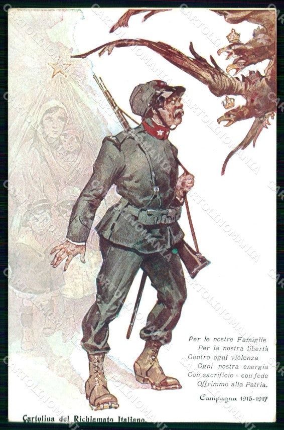 Artist Signed Codognato Propaganda WW1 Soldato Richiamo Italiano cp KF7300 – fronte