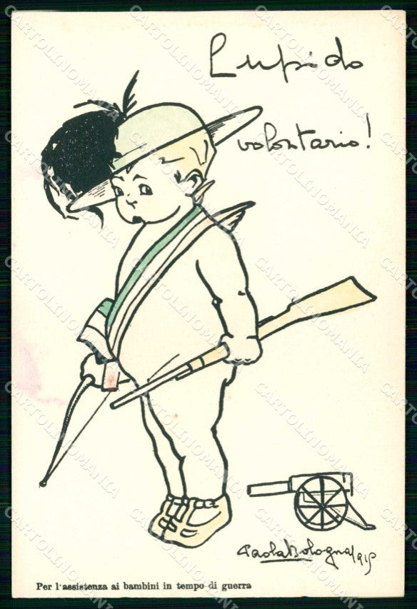 Artist Signed Paola Bologna WW1 Bersaglieri Assistenza Bambini Guerra cp KF7301 – fronte