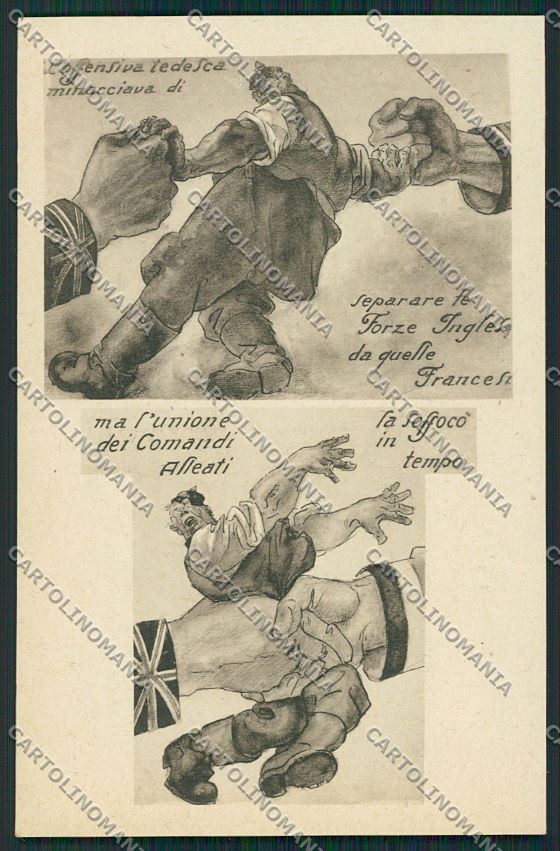 WW1 WWI Propaganda British French German Kaiser Gustavino postcard KS0732 – fronte