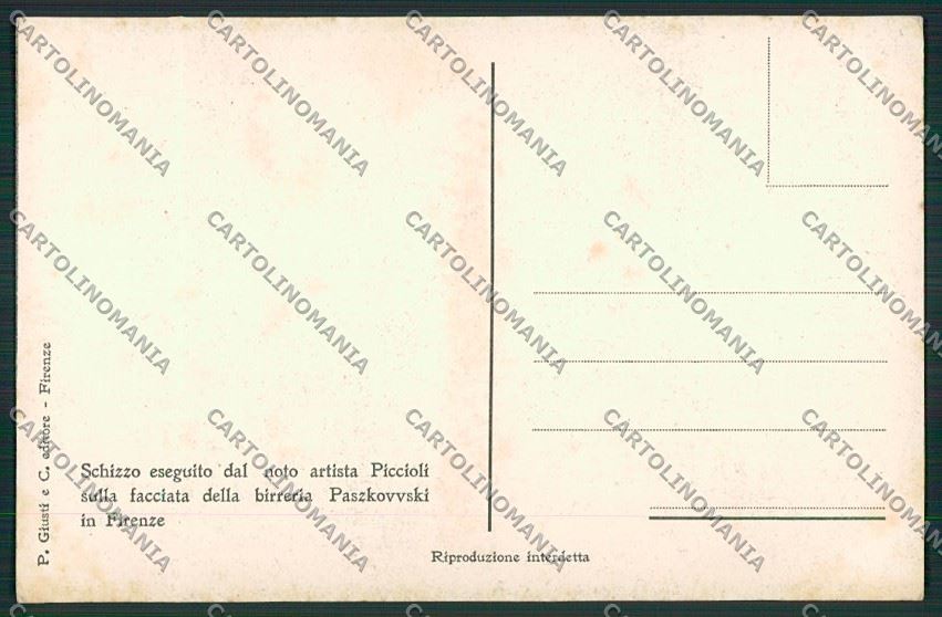 WW1 WWI Propaganda Piccioli Birreria Paszkowsi Firenze Bersaglieri PC KS0936 – retro