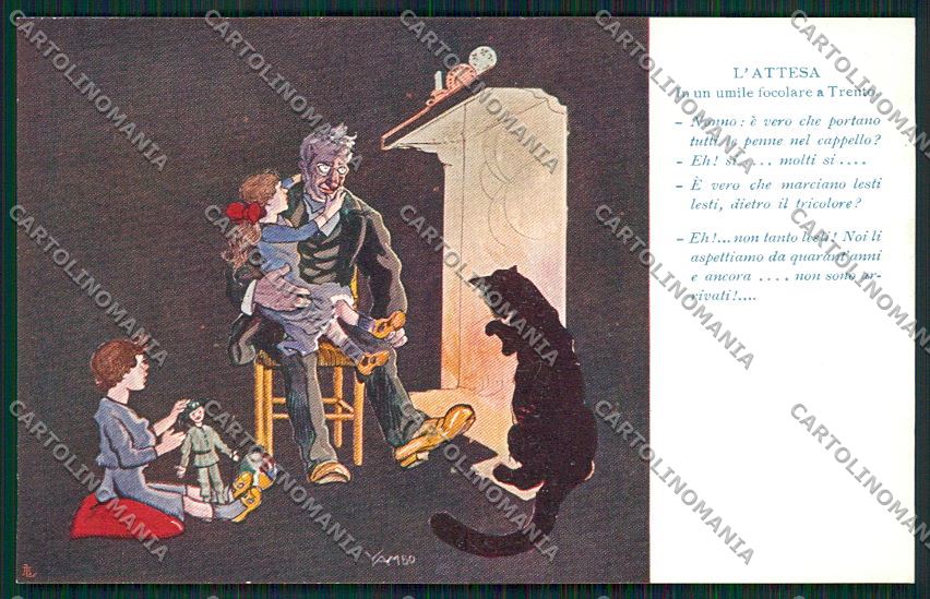 WW1 WWI Propaganda Black Cat Yambo Trento Bersaglieri postcard KS1570 – fronte