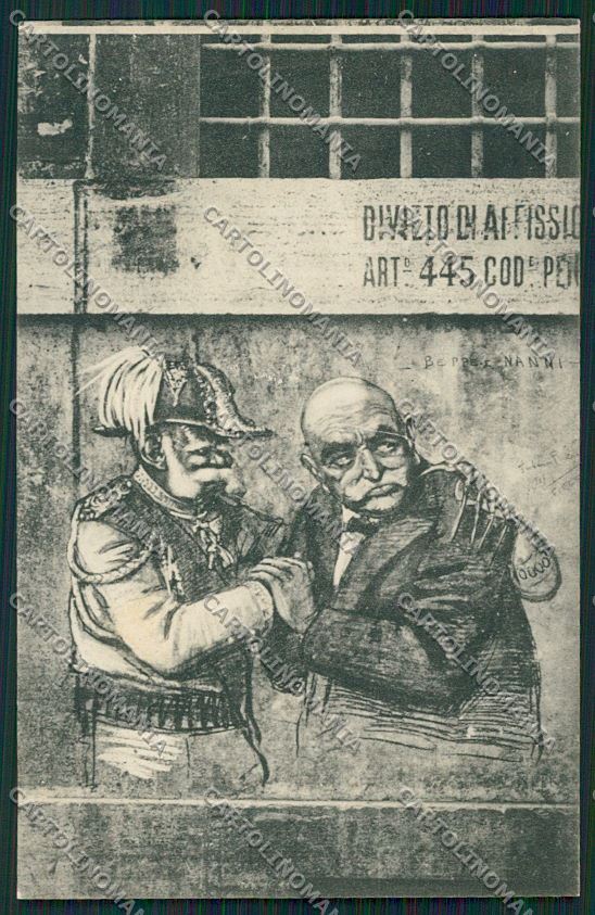 WW1 WWI Propaganda Kaiser Roma Caffè Nazionale Piccioli CREASE postcard KS1759 – fronte