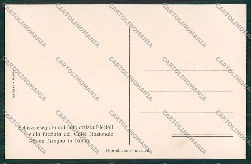 WW1 WWI Propaganda Kaiser Roma Caffè Nazionale Piccioli CREASE postcard KS1759 – retro