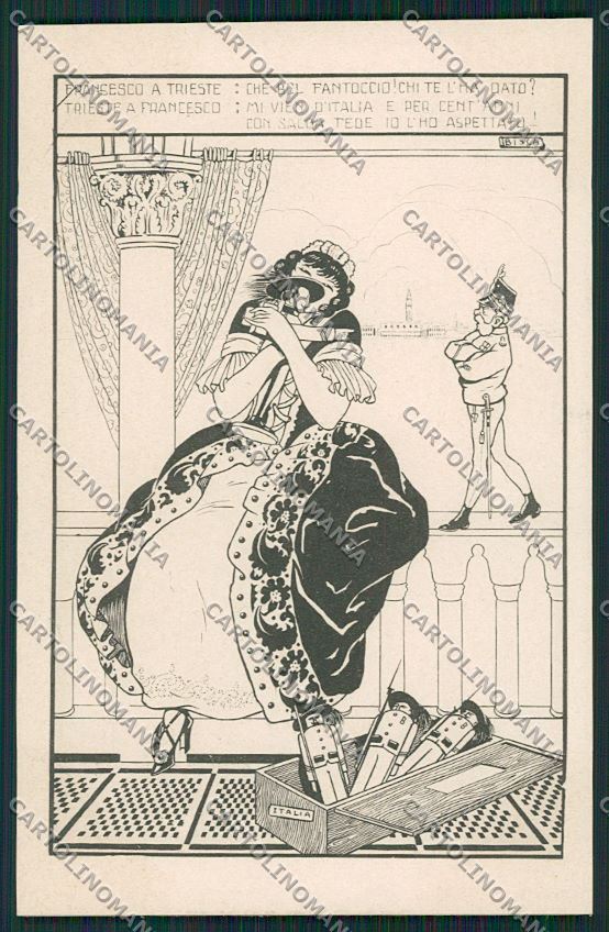 WW1 WWI Propaganda Kaiser Biscaretti Bersaglieri Trieste postcard KS1776 – fronte