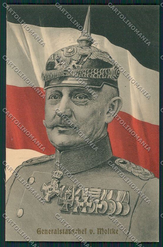 WW1 WWI Propaganda German Kaiser Military Mltke Flag postcard KS1876 – fronte