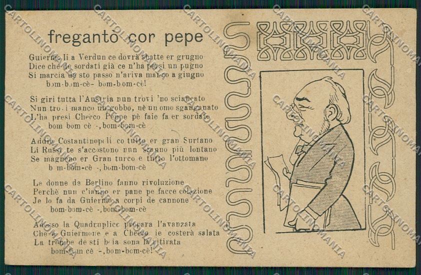 WW1 WWI Propaganda Anti Kaiser Roma Dialetto postcard KS1966 – fronte