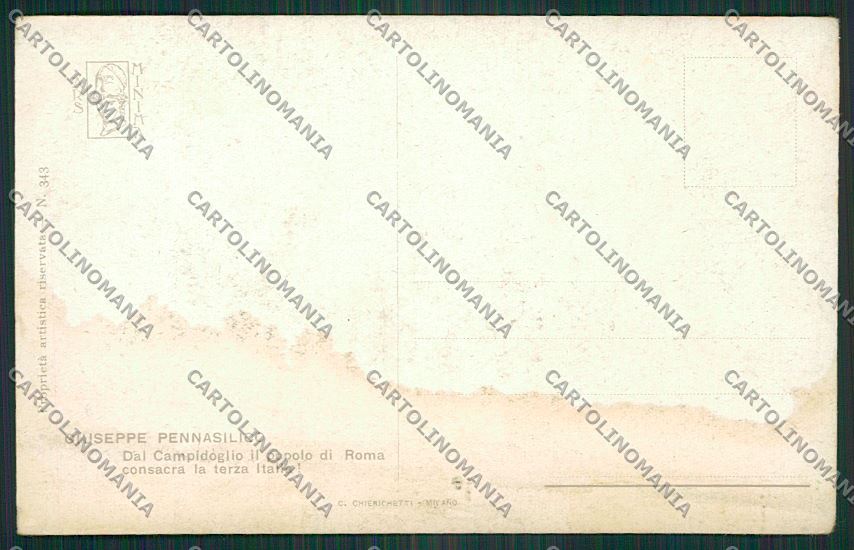 WW1 WWI Propaganda Roma Campidoglio PIN HOLE SPOT Pennasilico postcard KS2046 – retro