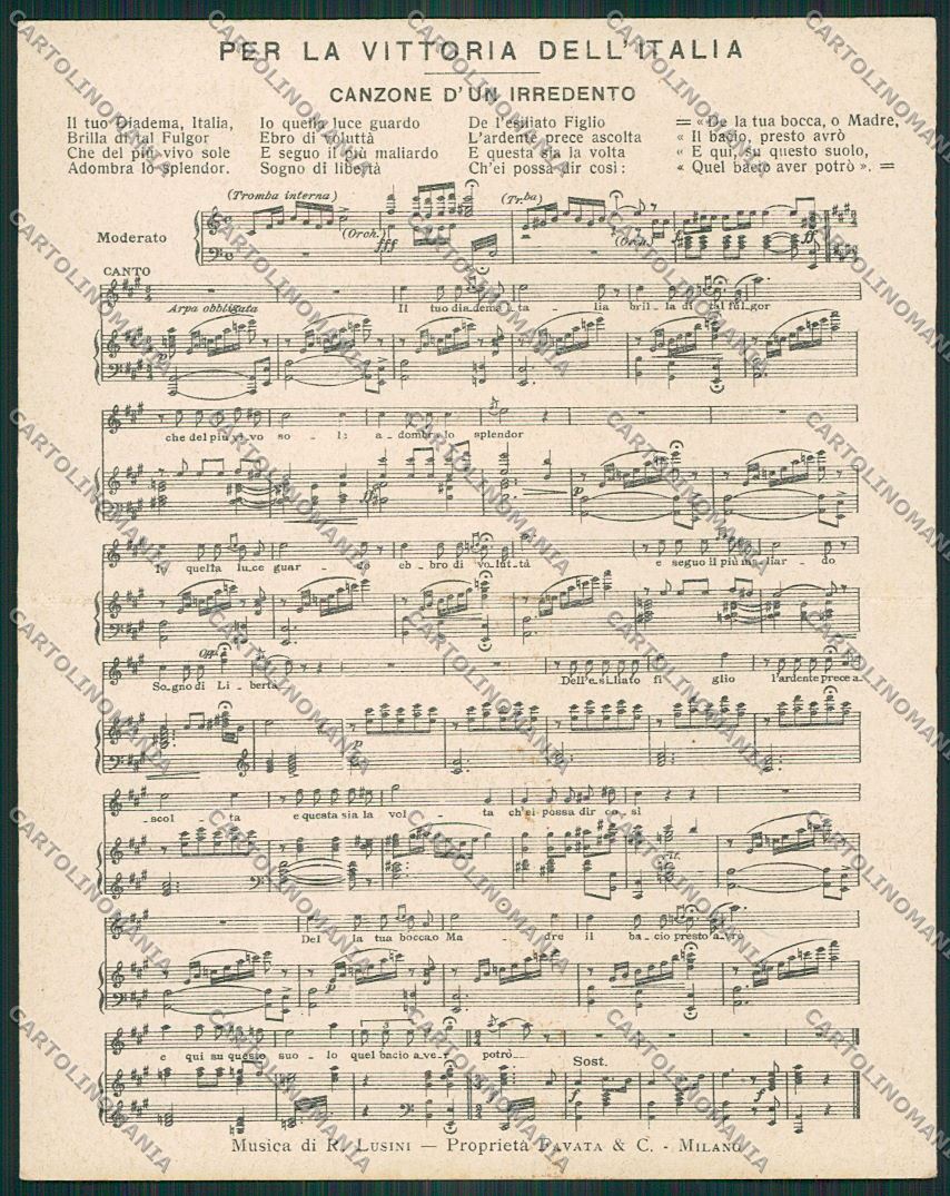 WW1 WWI Propaganda Savoia Doppia Tricolore Canzone Irredento postcard KS2048 – retro