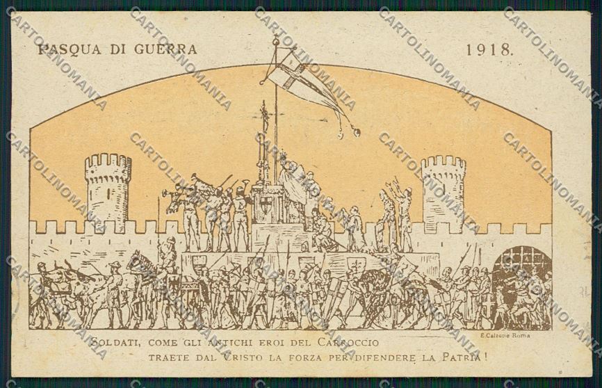 WW1 WWI Propaganda Pasqua di Guerra Carroccio Cantù postcard KS2067 – fronte