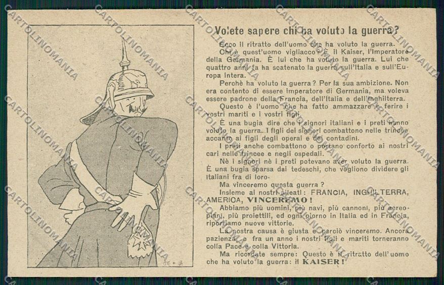 WW1 WWI Propaganda German Kaiser postcard KS2195 – fronte