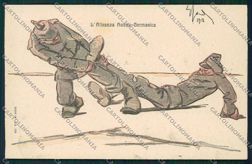 WW1 WWI Propaganda Roma Anti German Sacchetti postcard KS2198 – fronte