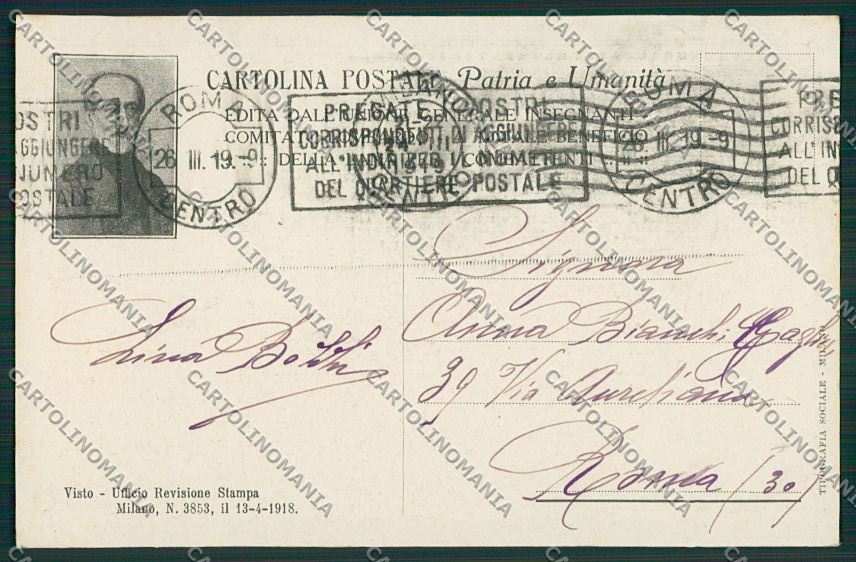 WW1 WWI Propaganda Mazzini Doveri dell'Uomo postcard KS2288 – retro