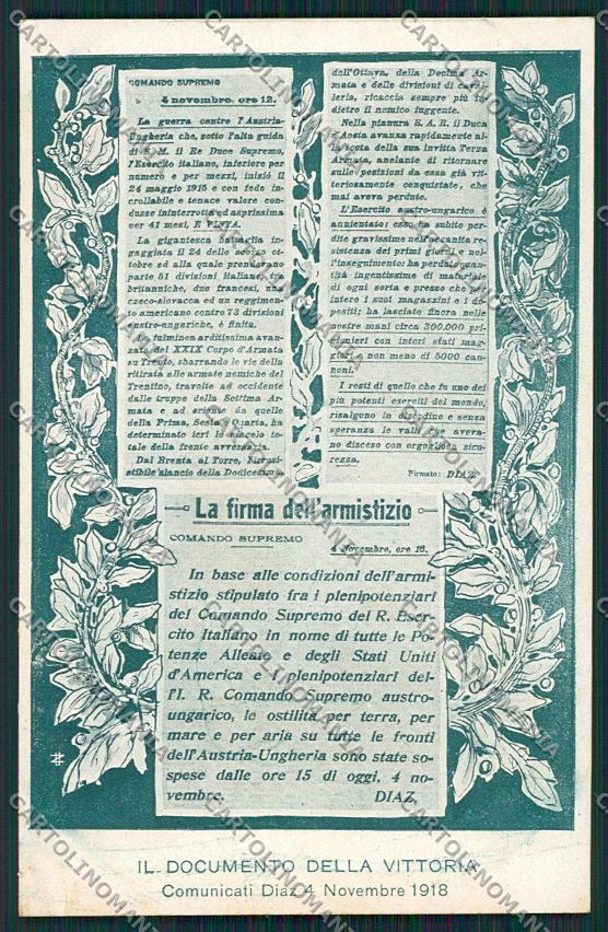 WW1 WWI Propaganda Diaz Armistizio postcard KS2371 – fronte