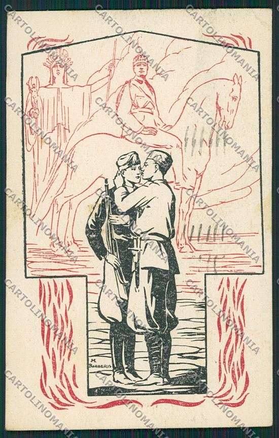 Militari Milizia Leva Fascista Barberis CREASE postcard KS2408 – fronte