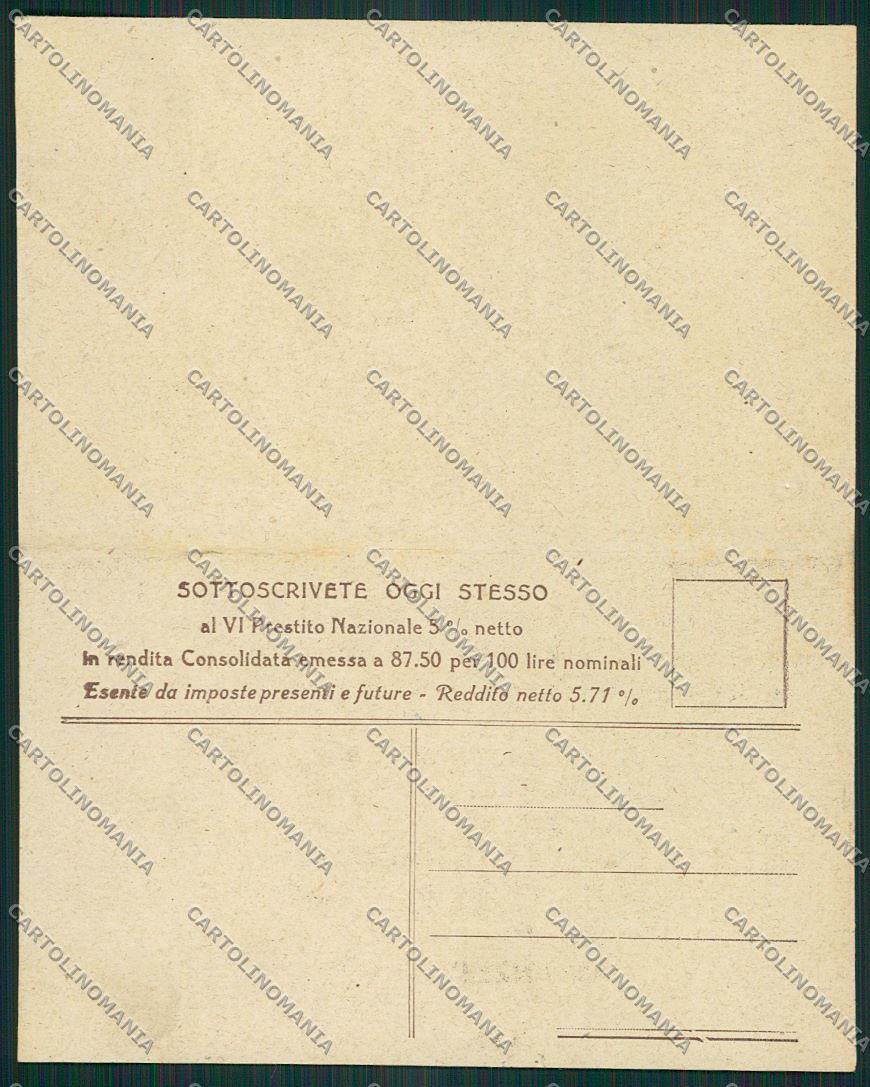 WW1 WWI Propaganda Prestito Nazionale Double postcard KS2683 – retro