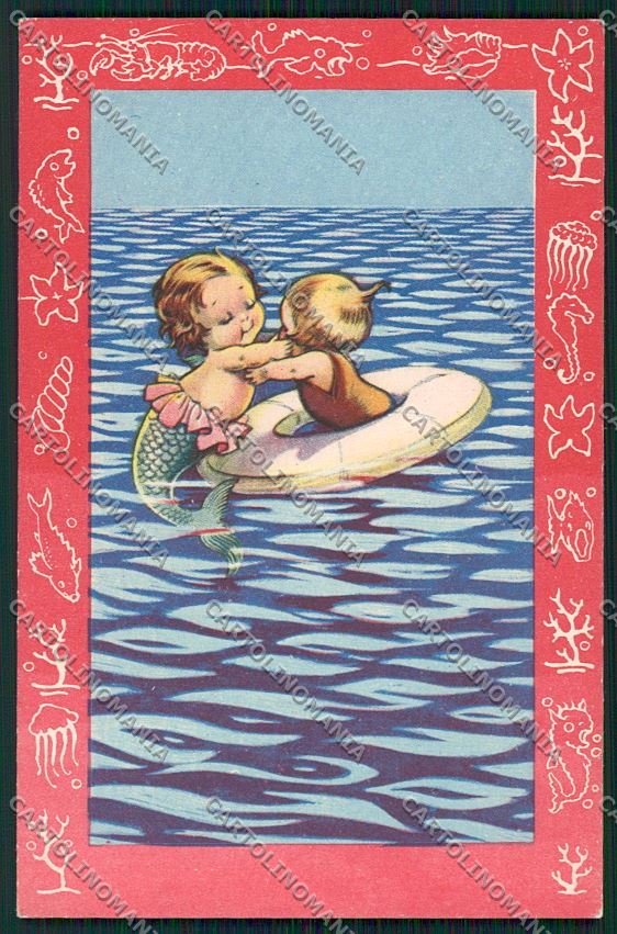 Artist Signed Busi Italian Art Deco Mermaid Children serie 236 postcard KS2737 – fronte