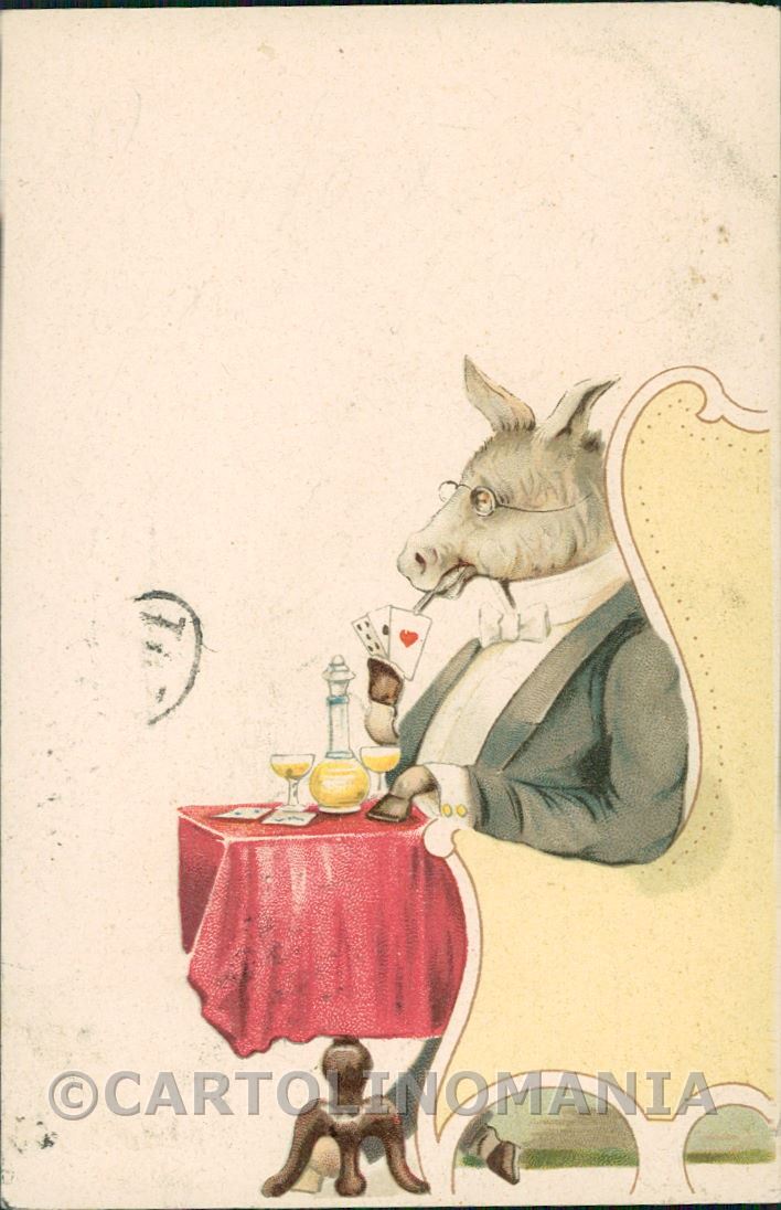 Artist Playing cards Dressed Donkey postcard KS2894 – fronte