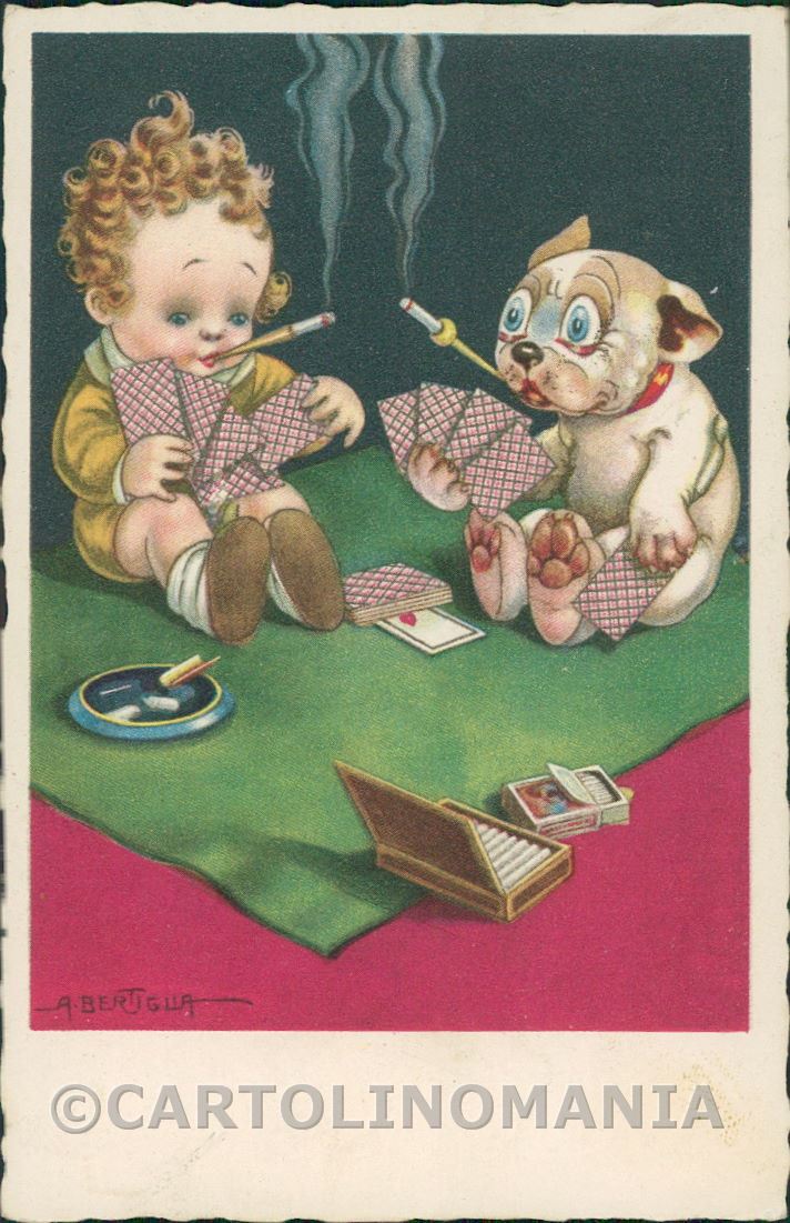 Artist Signed Playing cards Child Bonzo Dog Bertiglia serie 2558 postcard KS2896 – fronte