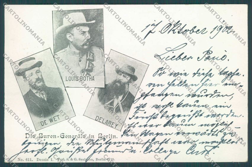 Anglo Boer War Transvaal Botha Wet De La Rey Berlin postcard cartolina KS3065 – fronte