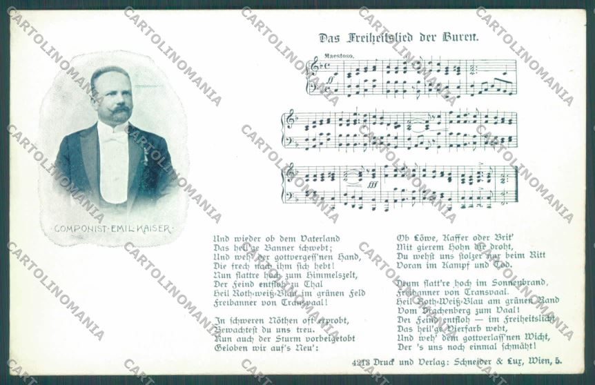 Anglo Boer War Transvaal Music Emil Kaiser postcard cartolina KS3433 – fronte