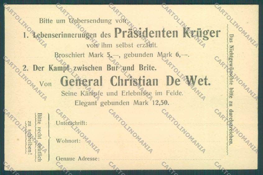 Anglo Boer War Transvaal Kruger postcard cartolina KS3434 – fronte
