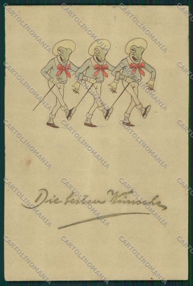 Artist Frog dressed relief BKWI SOFT CREASES fantasy postcard cartolina KS3538 – fronte