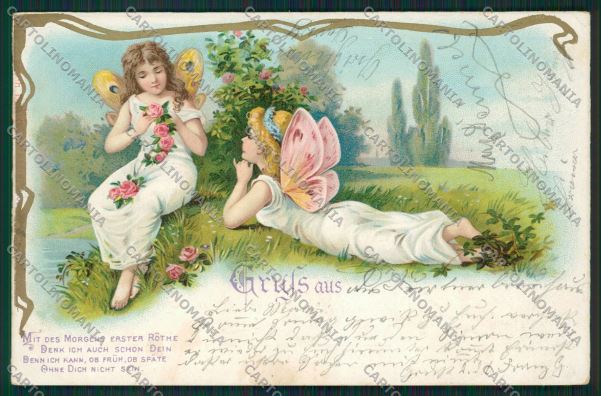 Artist Fairy art nouveau postcard cartolina KS3612 – fronte