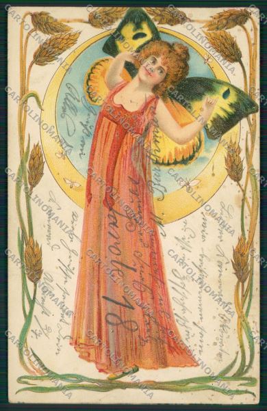 Artist Fairy Lady Art Nouveau postcard cartolina KS3632 – fronte
