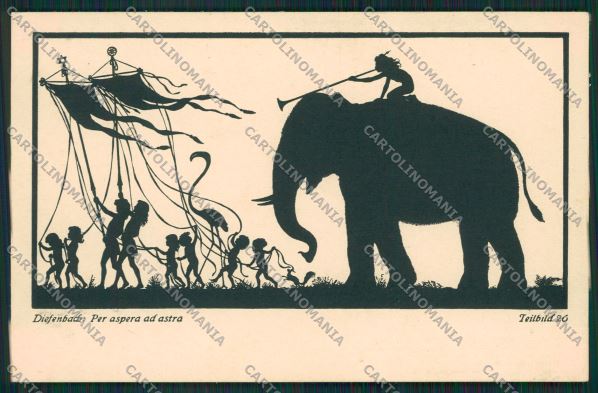 Artist Elephant Silhouette Diefenbach postcard cartolina KS3651 – fronte