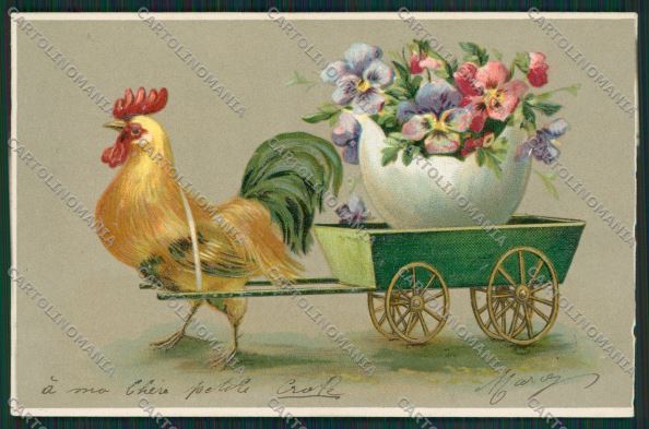 Artist Rooster Easter relief postcard cartolina KS3661 – fronte