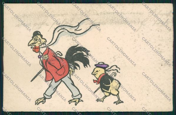 Artist Dressed Rooster Chick Easter postcard cartolina KS3662 – fronte
