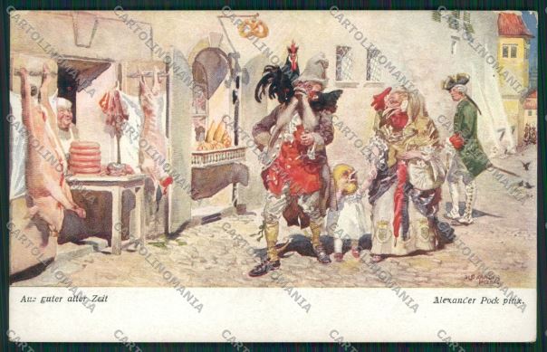 Artist Dressed Rooster Hen Pock postcard cartolina KS3670 – fronte