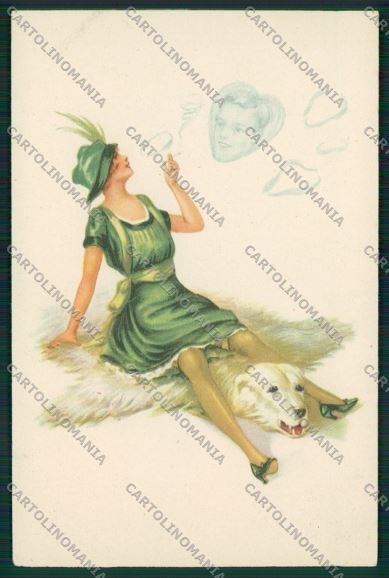 Artist Smoking Lady Bear postcard cartolina KS3699 – fronte