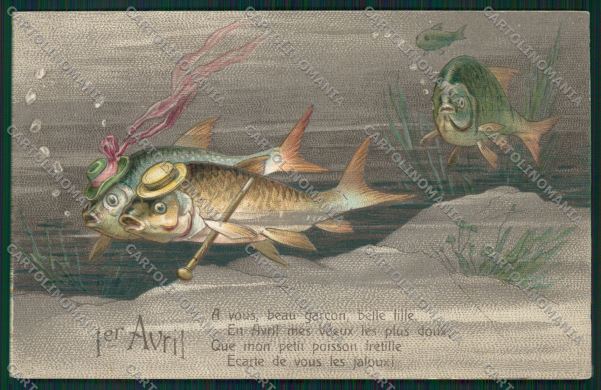 Artist April Dressed Fish relief postcard cartolina KS3711 – fronte