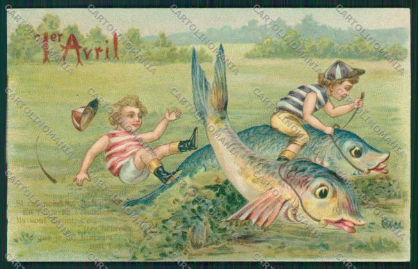 Artist April Fish Child racing relief postcard cartolina KS3712 – fronte