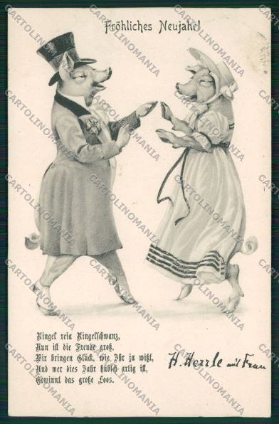 Artist Dressed Pig postcard cartolina KS3727 – fronte