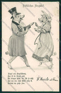 Artist Dressed Pig postcard cartolina KS3727 – fronte