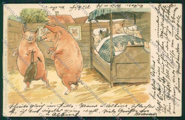 Artist Dressed Pig postcard cartolina KS3728 – fronte