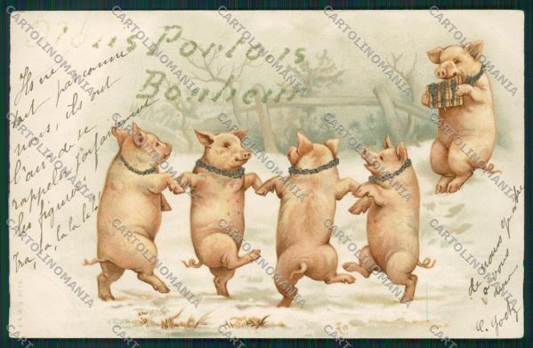 Artist Dressed Pig postcard cartolina KS3729 – fronte