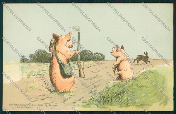 Artist Hunting Pig postcard cartolina KS3731 – fronte