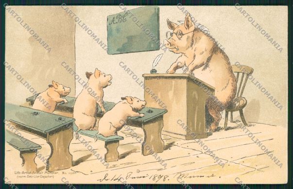 Artist Pig School postcard cartolina KS3739 – fronte