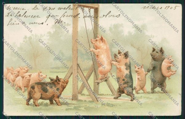 Artist Good Luck Pig postcard cartolina KS3741 – fronte