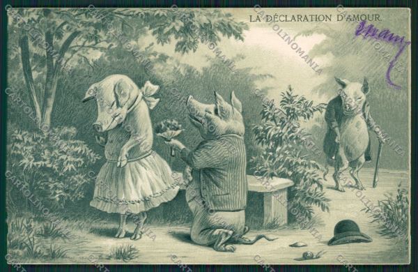 Artist Dressed Pig relief PIN HOLE postcard cartolina KS3751 – fronte