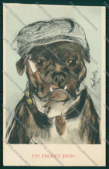 Artist Dressed dog TRIMMED Pankratz postcard cartolina KS3786 – fronte