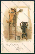 Artist Humanized Dog postcard cartolina KS3793 – fronte